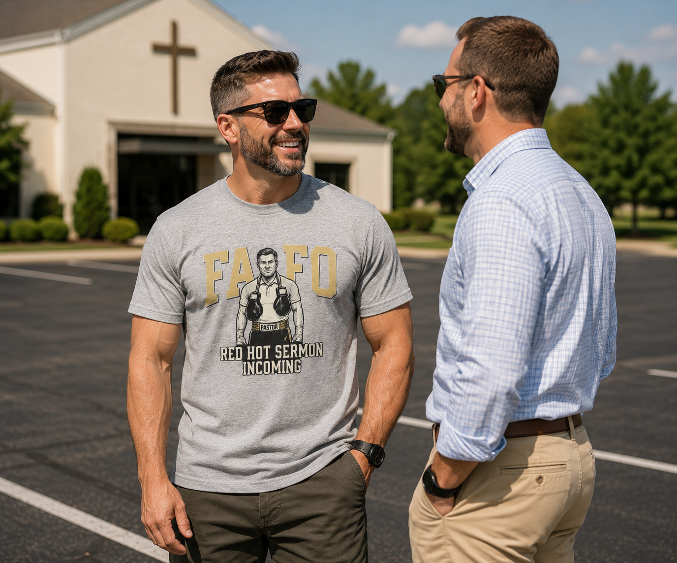 Sport Grey FAFO Red Hot Sermon Incoming Tee — Louisiana graphic tee from Second Line Clothing