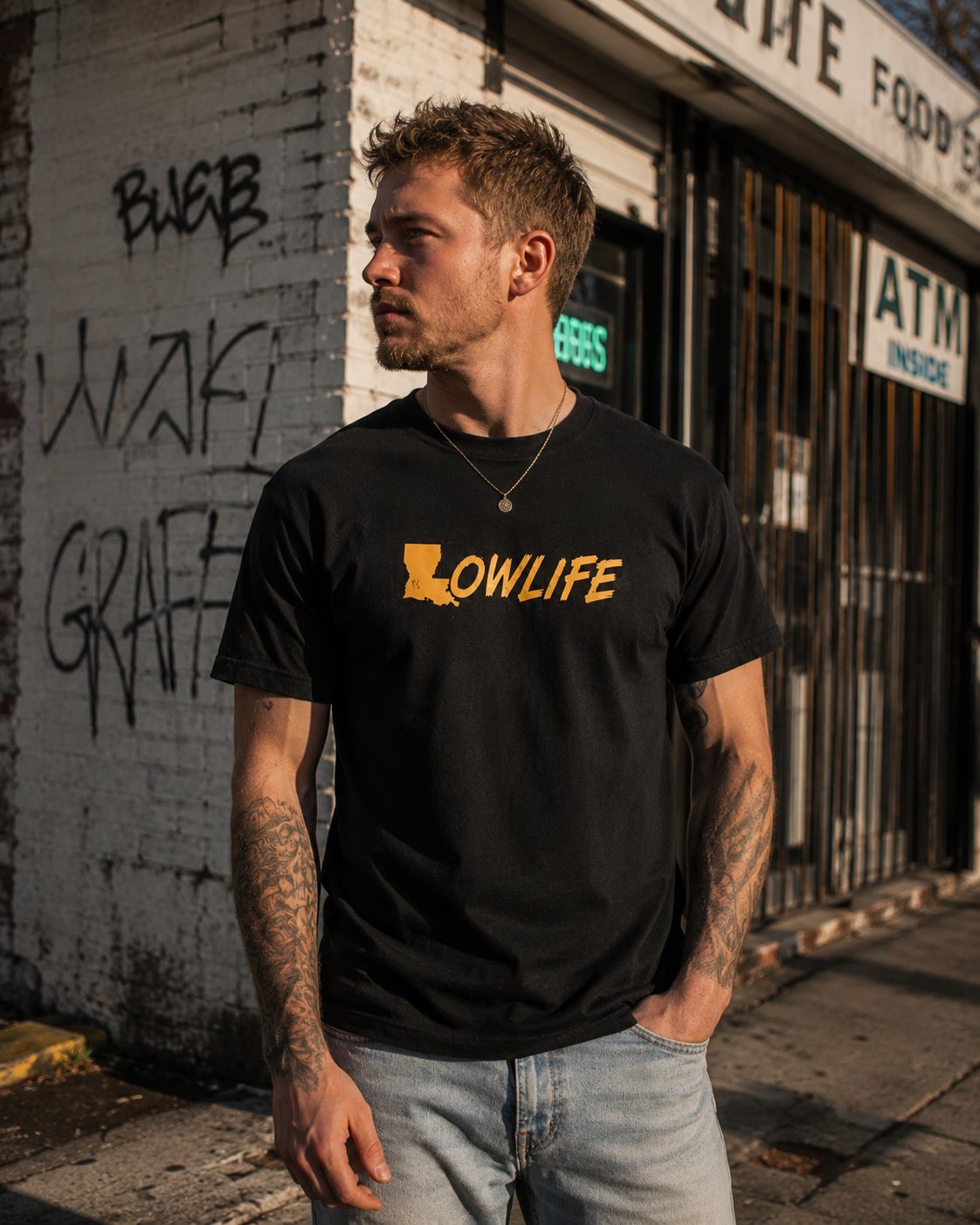 Black Louisiana Lowlife Tee — Louisiana graphic tee from Second Line Clothing