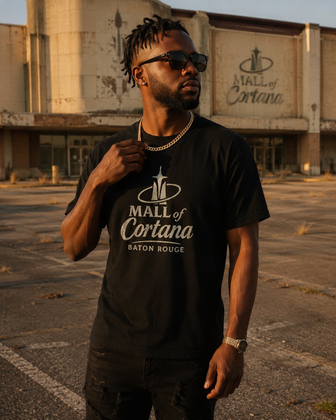 Black Cortana Mall Tee — Louisiana graphic tee from Second Line Clothing
