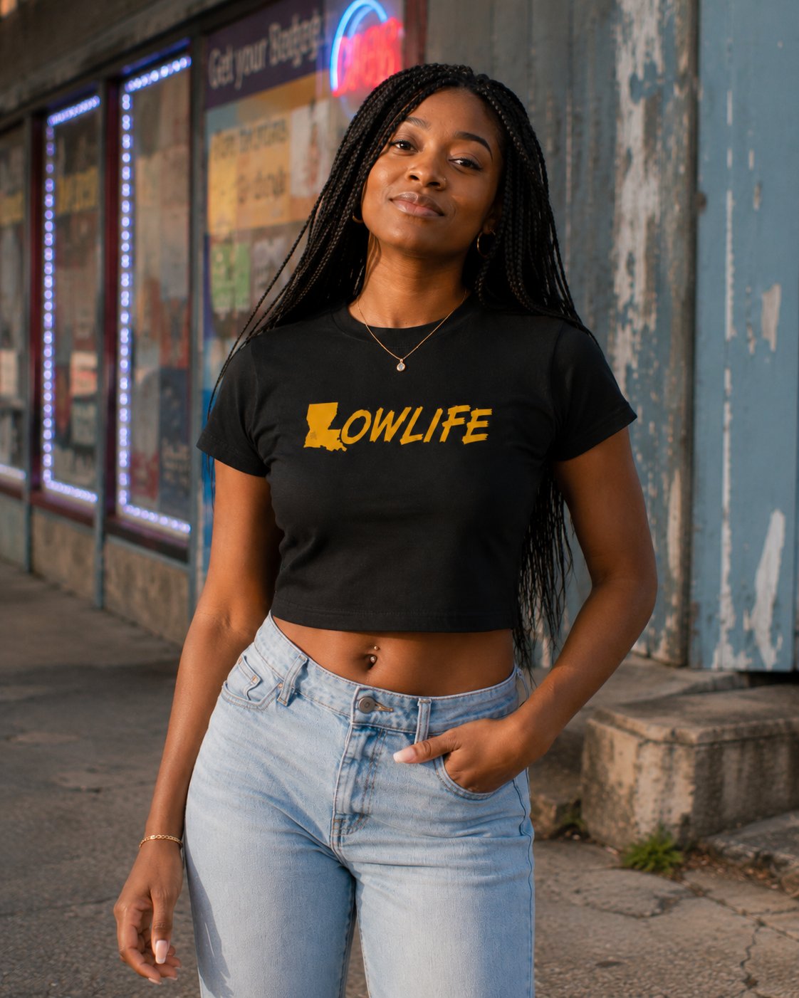 Women's Lowlife Crop Top — Louisiana graphic tee from Second Line Clothing